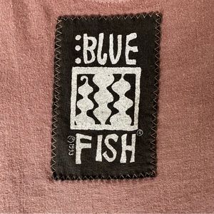 Vintage 1993 Blue Fish Dress hand printed sleeveless cotton